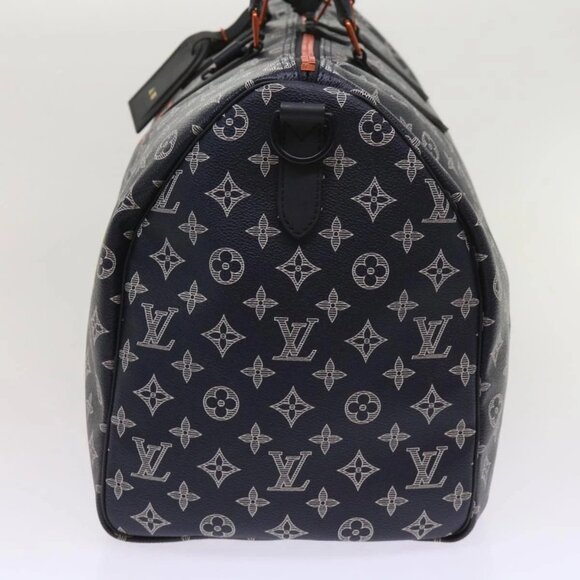 LOUIS VUITTON Monogram Ink Keepall Bandouliere 50 Bag Navy M43684 LV Auth 37879A - Picture 6 of 16
